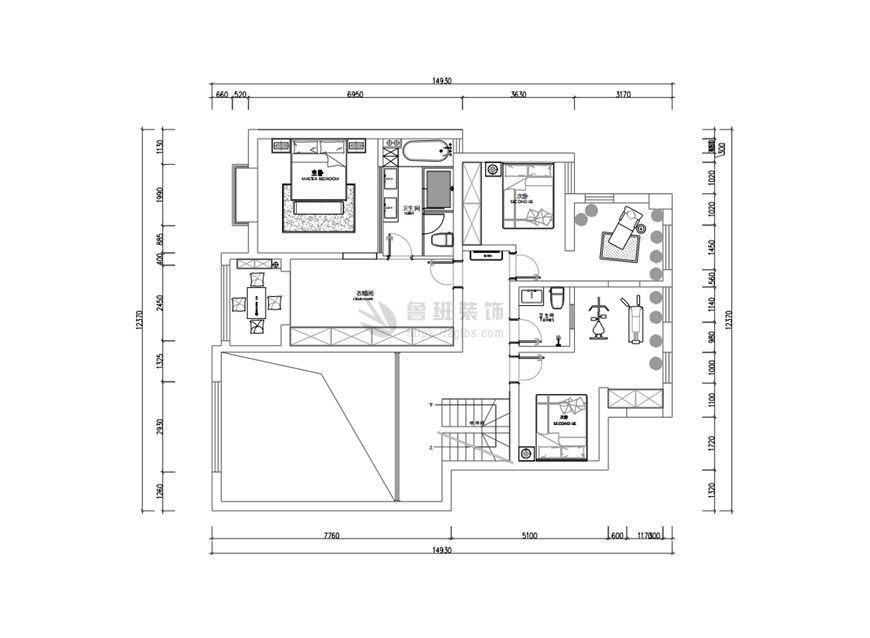 融創天朗融公館,新中式風格,二層戶型圖