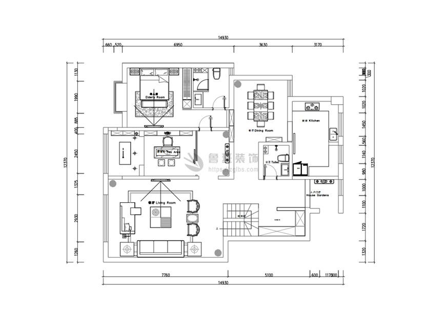 融創天朗融公館,新中式風格,一層戶型圖