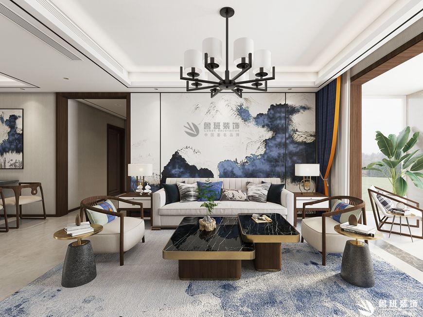 奧園·楓丹銘郡,新中式風格,客廳