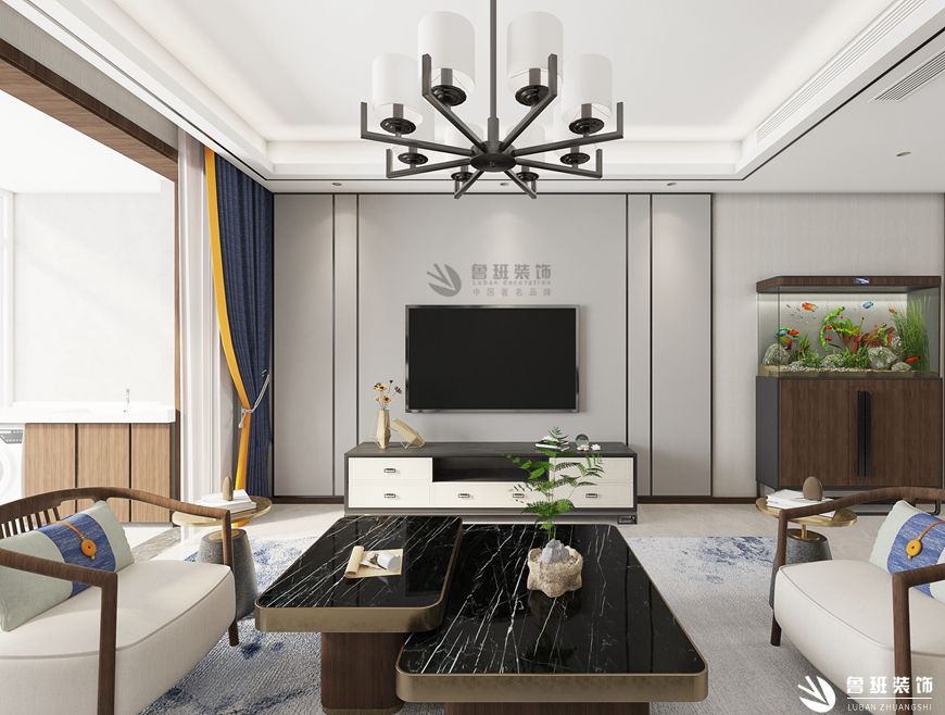 奧園·楓丹銘郡,新中式風格,客廳